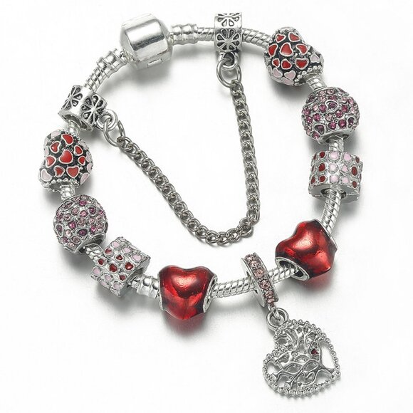 Romantic style love tree pendant red heart bracelet - Picture 5 of 5